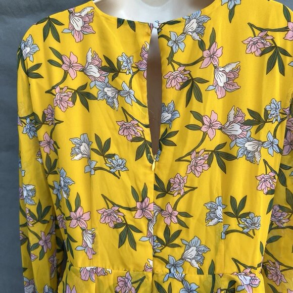 Lulus Thrive Together Yellow Floral Maxi Dress Long Sleeves Size M Gauzy Ruffled - Picture 3 of 5